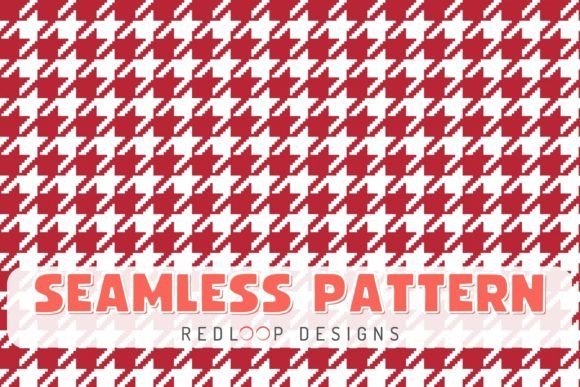 Red White Houndstooth Seamless Pattern