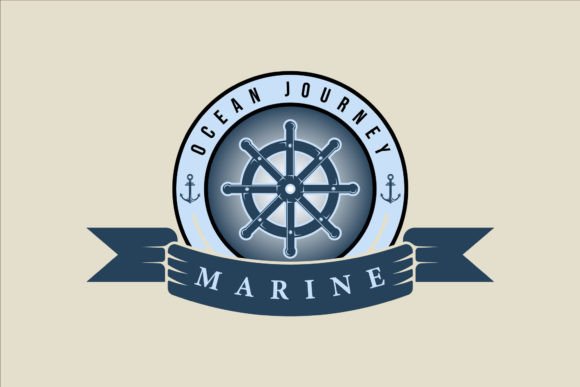 Ship Steering Wheel Nautical Emblem Logo