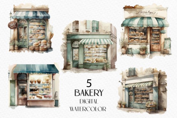 Watercolor Bakery Shop, Bread Bakery: Integrating High-Quality Assets into Creative Workflows
